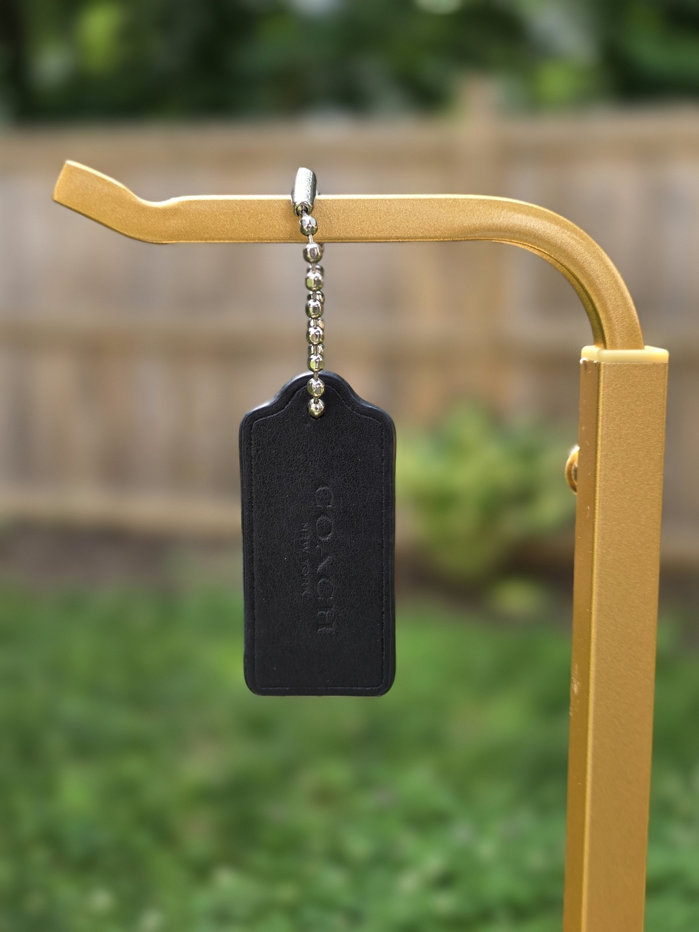 COACH Black Leather Hangtag W/ Silver Ball Chain & Spare Gold Ball Chain